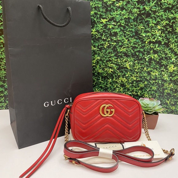 Gucci GG Marmont Mini Red Matelasse Leather Crossbody (E028007489) - Picture 15 of 16